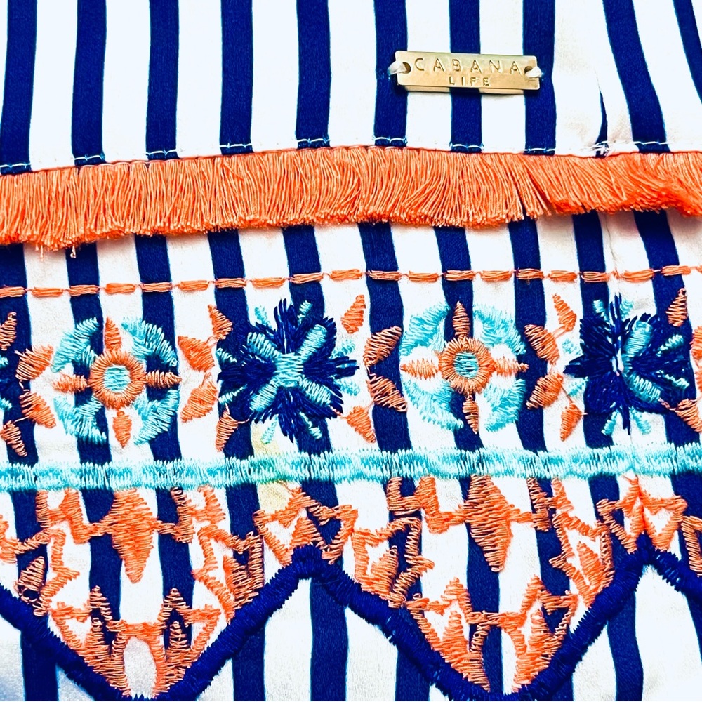 Cabana Life St. Barts Dress Sleeveless UPF 50+ Embroidery Fringe/Trim Tunic XL - Picture 8 of 16